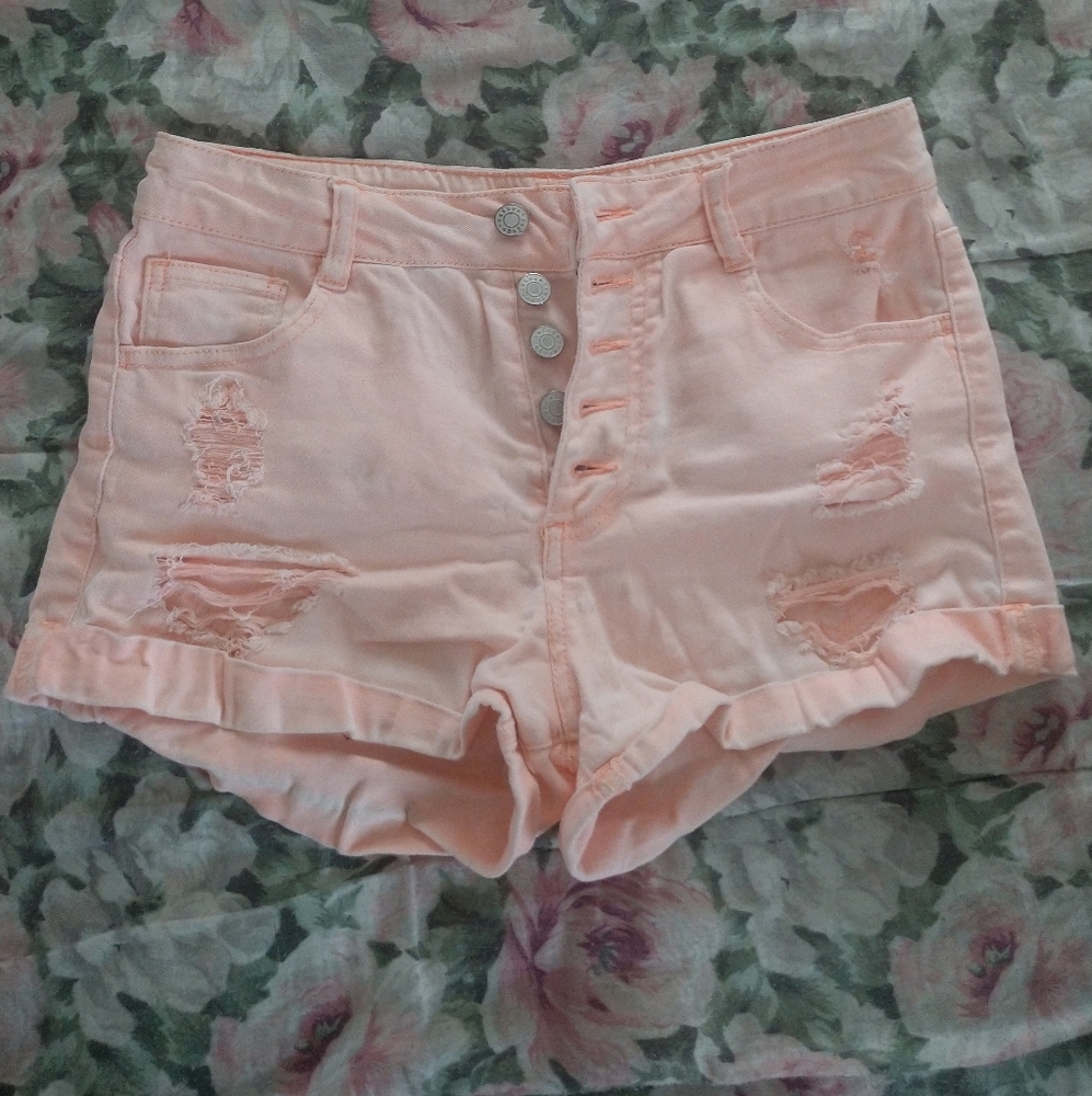 Orange High Waisted Jean Shorts